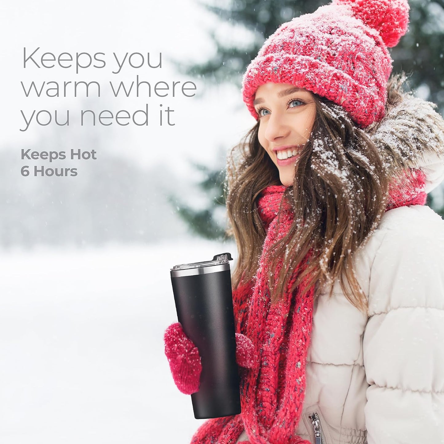 ™ 16 oz Insulated Coffee Tumbler with Leakproof Lid – Stainless Steel, Vacuum Insulated – Keeps Drinks Hot or Cold for Hours – Cupholder Friendly Travel Mug – Purple