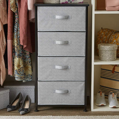 Fabric 4-Drawer Storage Organizer Unit for Closet, Bedroom, White