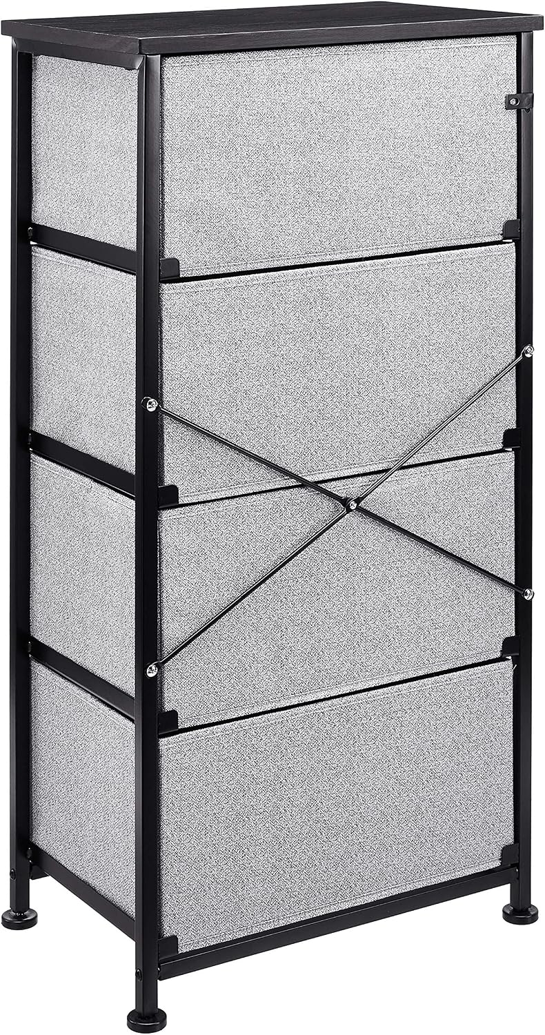 Fabric 4-Drawer Storage Organizer Unit for Closet, Bedroom, White