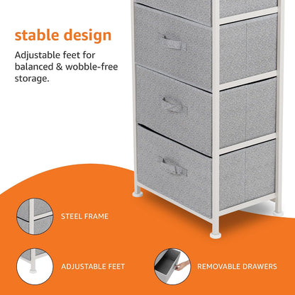 Fabric 4-Drawer Storage Organizer Unit for Closet, Bedroom, White
