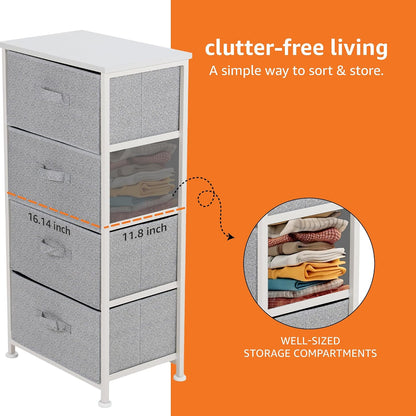 Fabric 4-Drawer Storage Organizer Unit for Closet, Bedroom, White