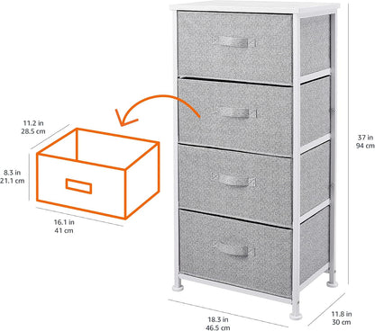 Fabric 4-Drawer Storage Organizer Unit for Closet, Bedroom, White