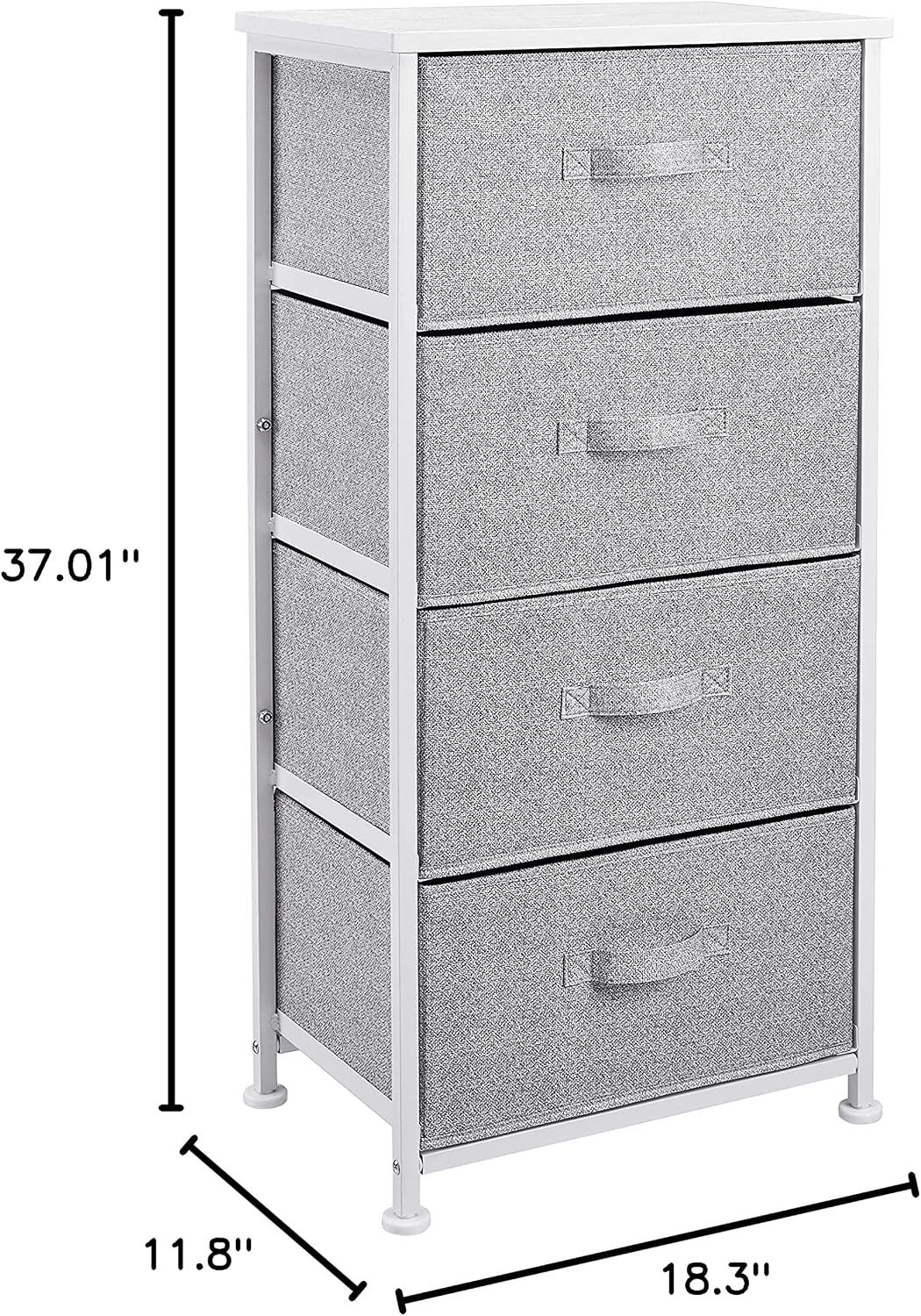 Fabric 4-Drawer Storage Organizer Unit for Closet, Bedroom, White