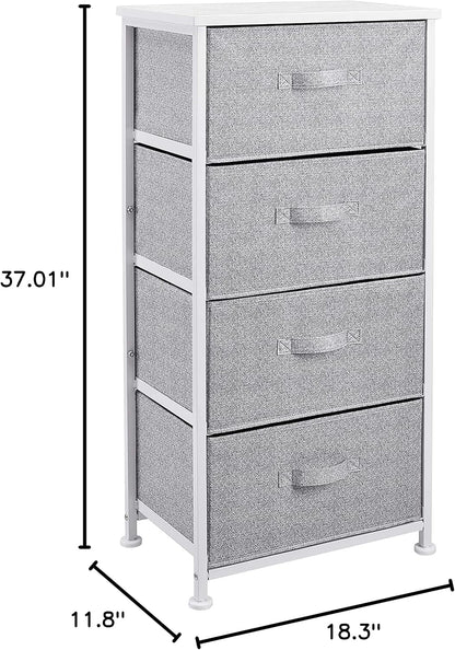 Fabric 4-Drawer Storage Organizer Unit for Closet, Bedroom, White