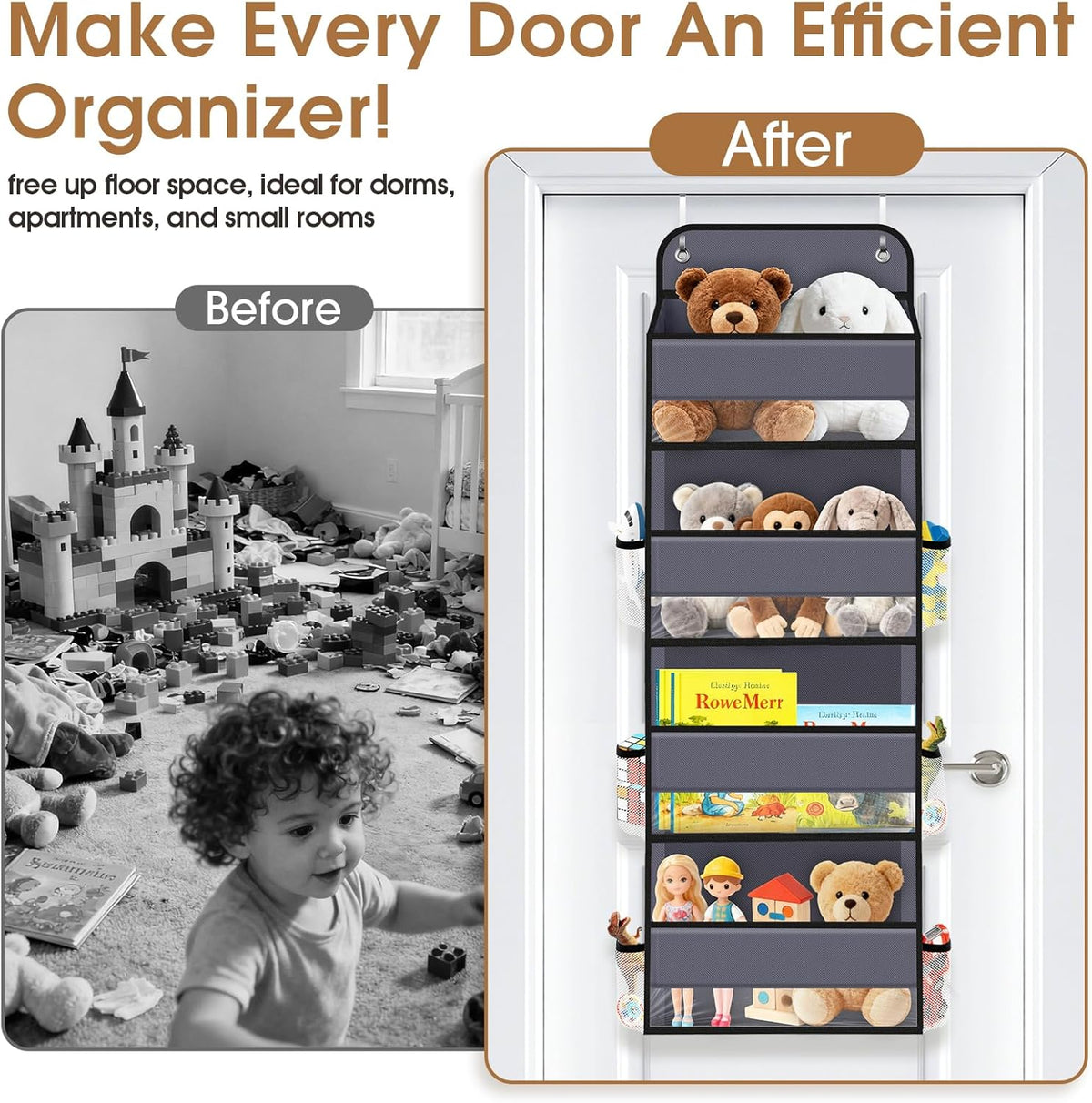 Over The Door Organizer Storage behind Door Hanging Organizer for Nursery