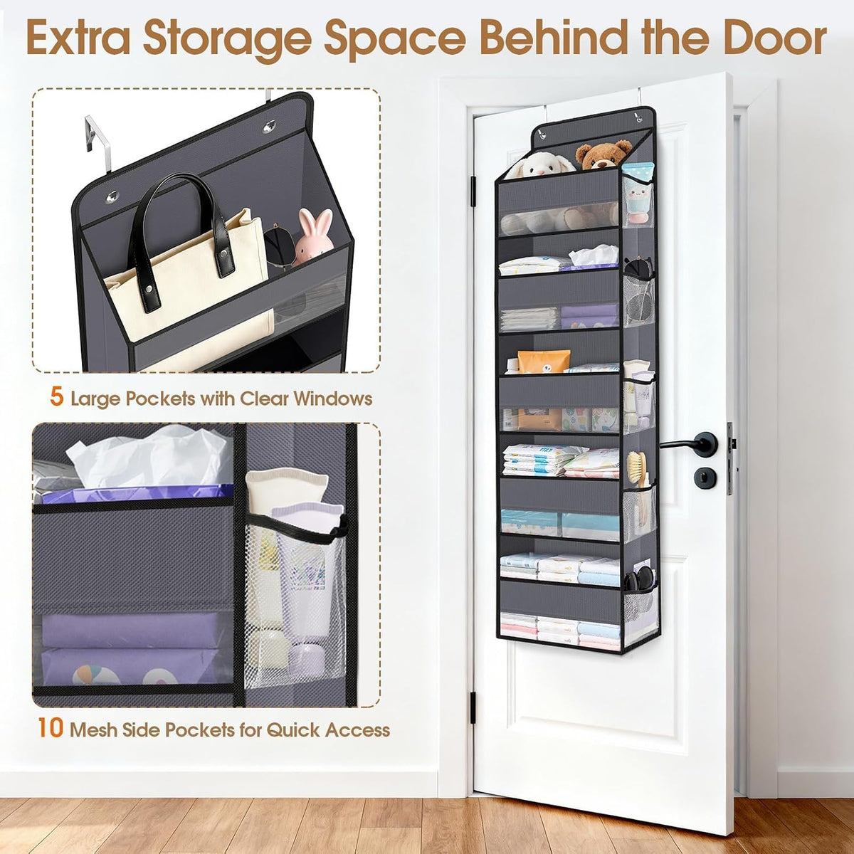 Over The Door Organizer Storage behind Door Hanging Organizer for Nursery