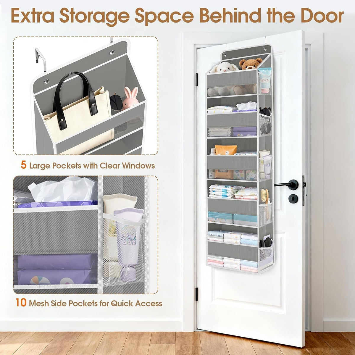 Over The Door Organizer Storage behind Door Hanging Organizer for Nursery