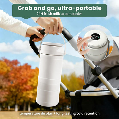 Portable Breast Milk Cooler – 22oz Breastmilk Chiller with Temp Display, 360° Total Cooling Keeps Fresh 24H, Large-Capacity for Travel/Outdoor, Set Includes + Brush 2 Milk Bottles