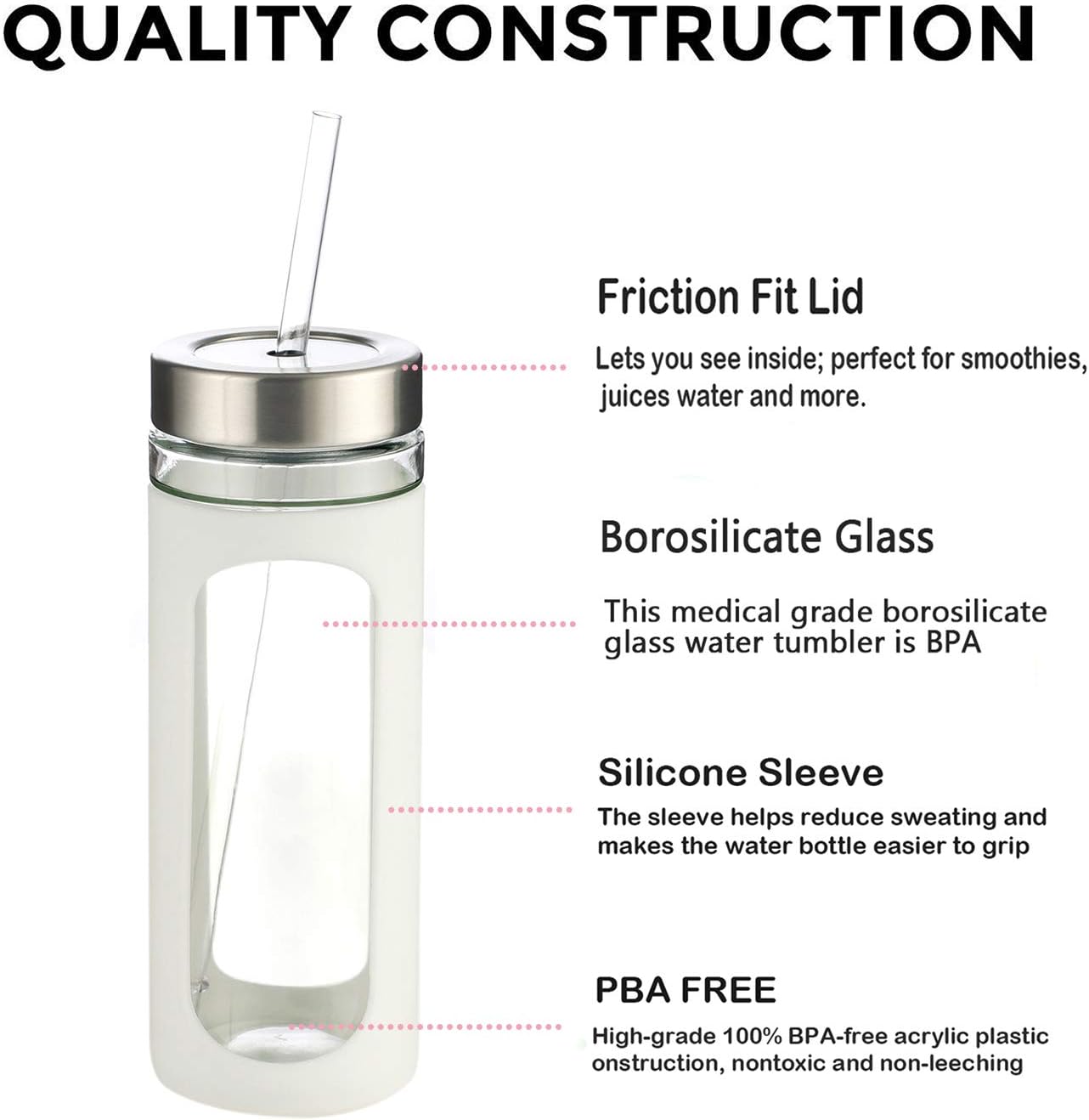 20oz Glass Tumbler with Straw and Lid, Iced Coffee Cups with Bamboo Lids, Glass Cups for Cold Drinks, Smoothie Cup with Silicone Sleeve for Travel, Work, BPA FREE-Olive - Colors B