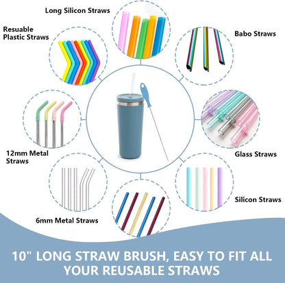 3 in 1 Silicone Bottle Brush Set, Baby Bottle Cleaning Kit with Nipple Brush & Straw Cleaner, BPA-Free Food-Grade Dishwasher Safe Travel Bottle Brush for Baby Bottles, Sippy Cups
