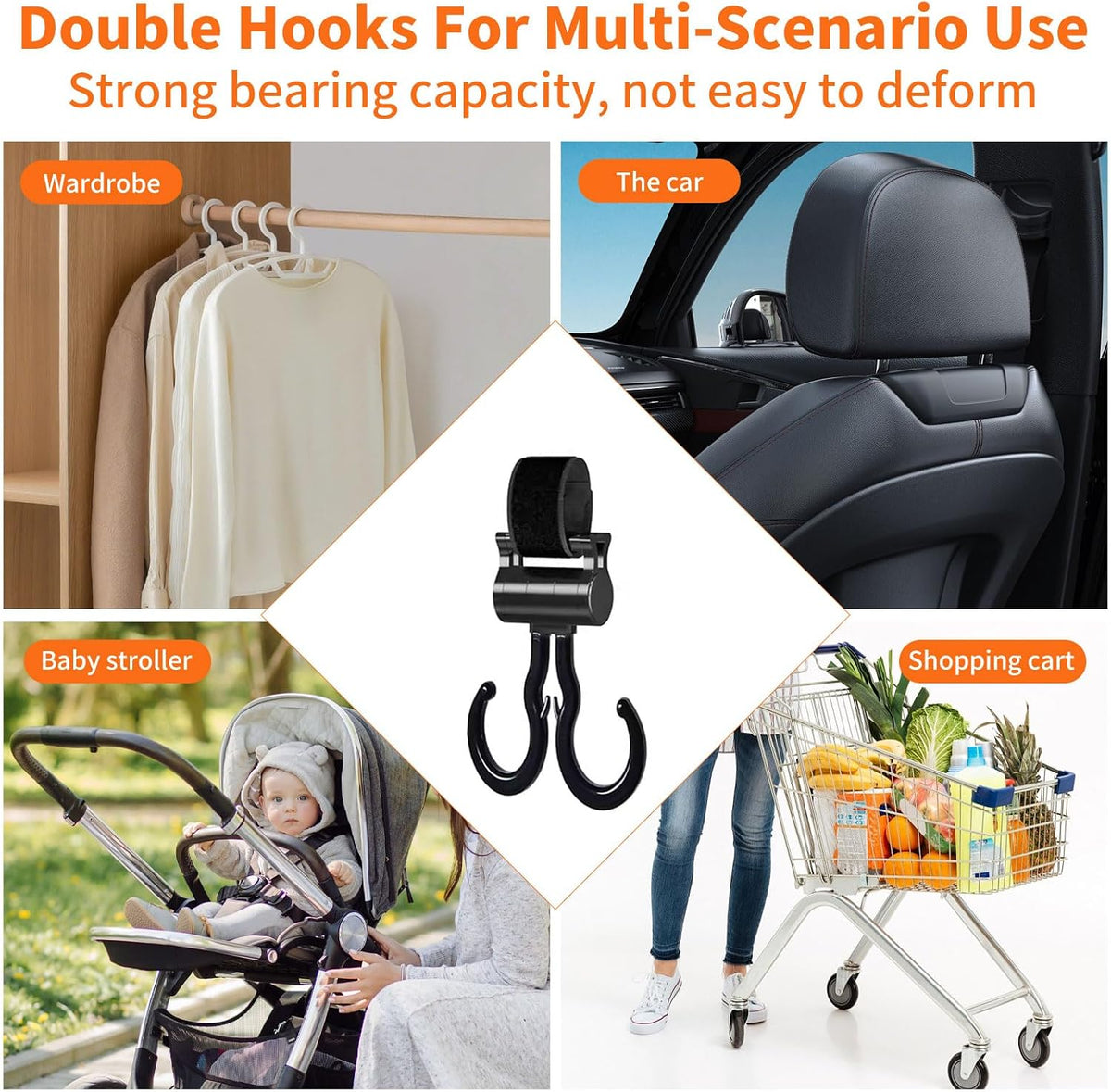 3-in-1 Stroller Cup Holder with Double Hooks, with Phone Stand, Folding Into A Single Cup Holder, Suitable for Wheelchairs, Strollers, Bicycles, Walkers, Scooter