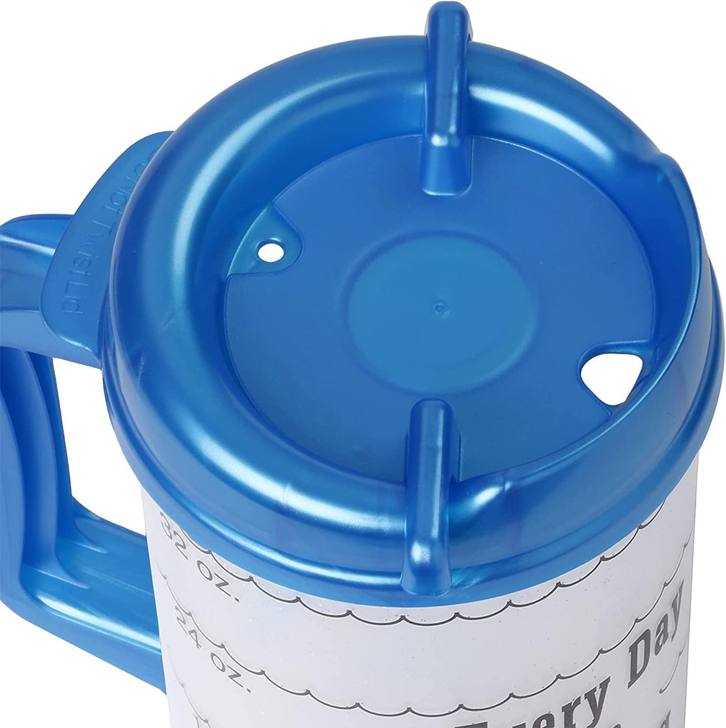 Water Tracking Large Hospital Mug for Daily Intake Measuring Every Day I'm Guzzling - Flexible Straw with Cap, 32 oz Teal with Lid and Handle, Insulated Clear Cup with Ounces Marked
