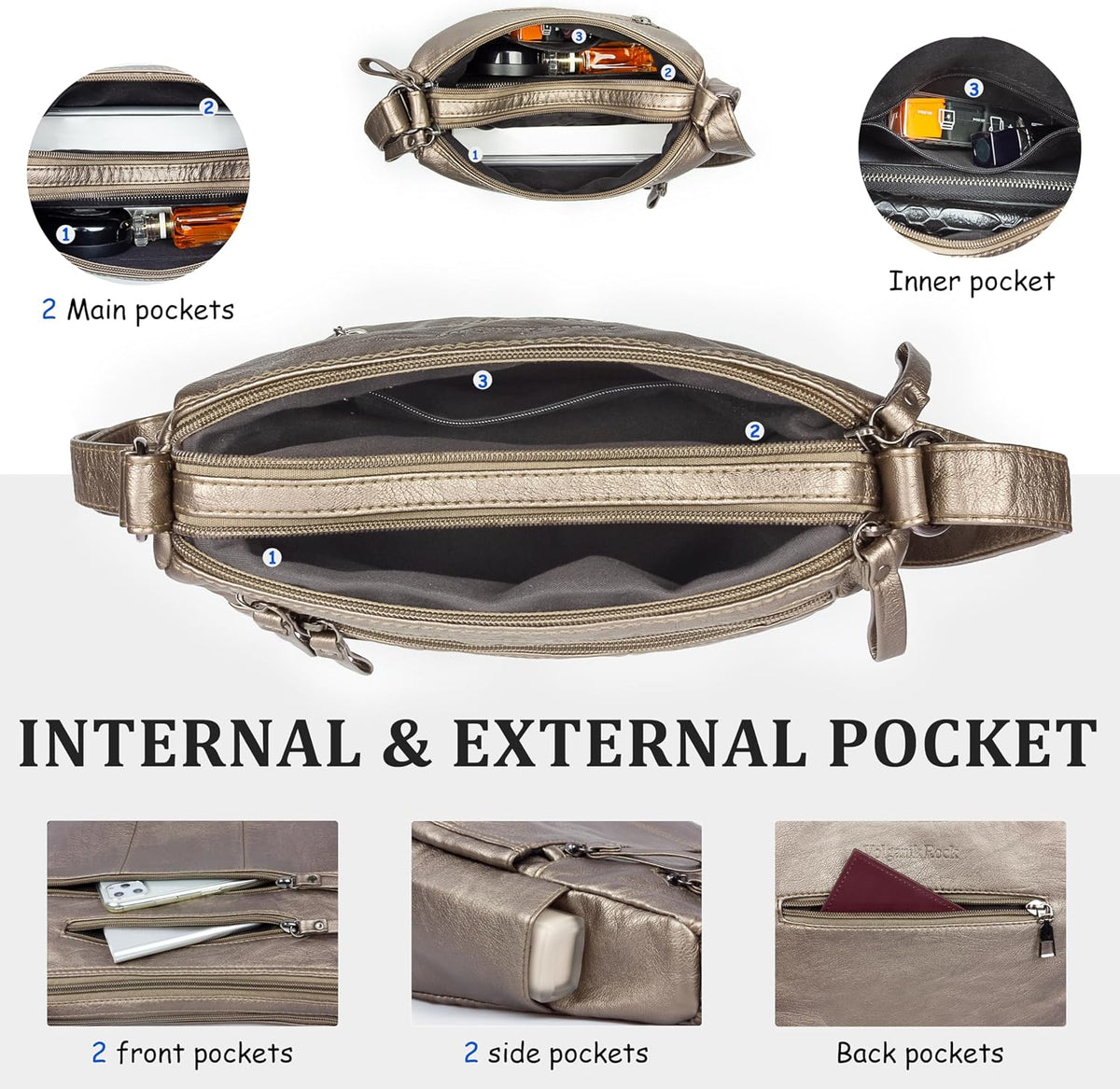 Purses for Women Soft PU Leather Shoulder Bag Ladies Crossbody Purse and handbags Lightweight Pocketbook