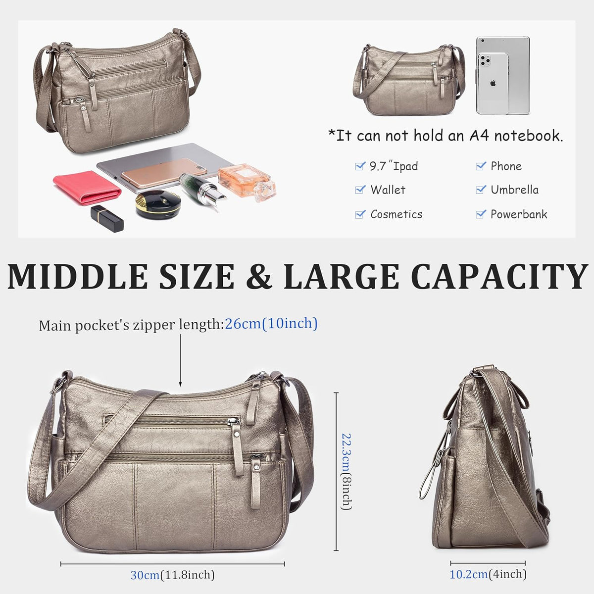 Purses for Women Soft PU Leather Shoulder Bag Ladies Crossbody Purse and handbags Lightweight Pocketbook
