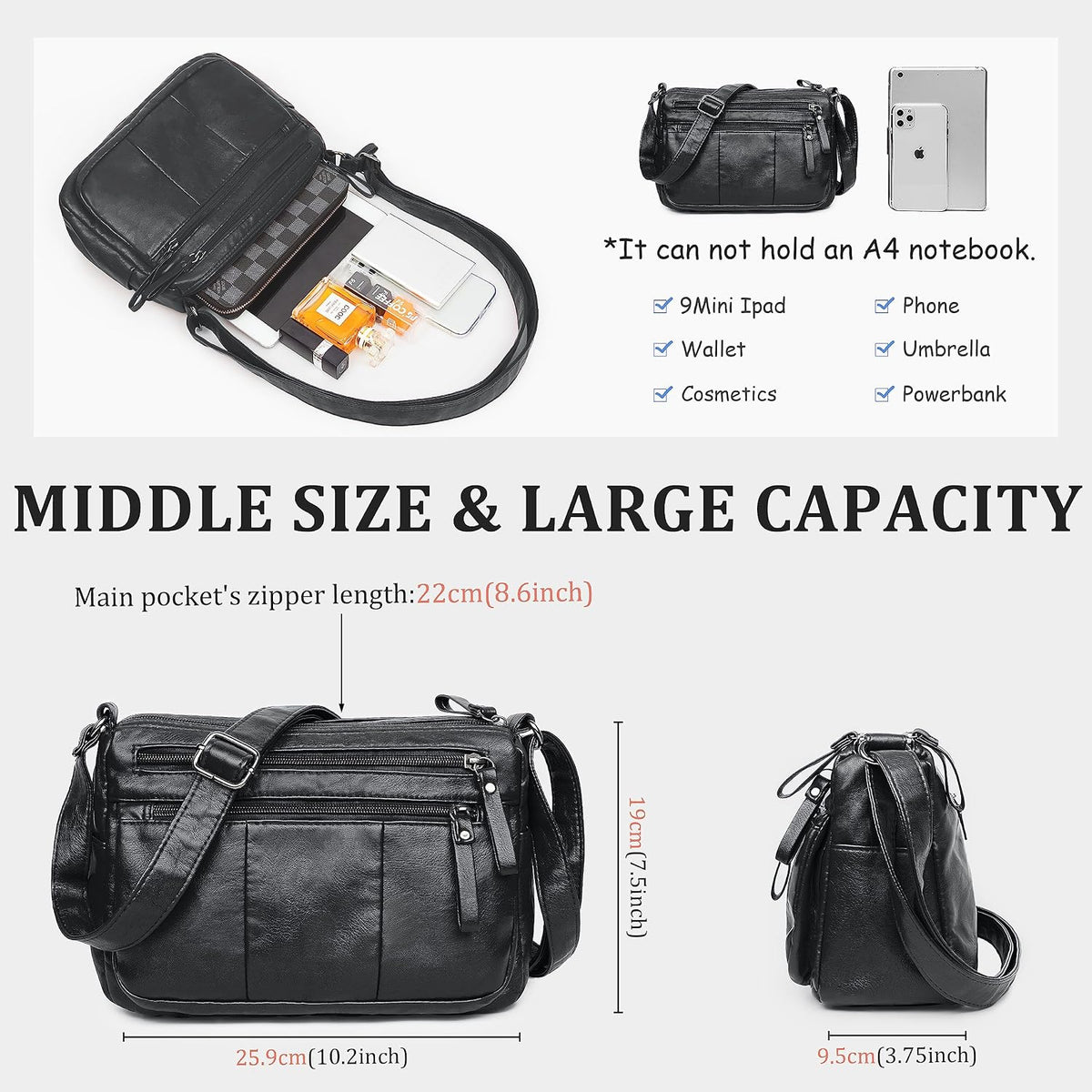 Purses for Women Soft PU Leather Shoulder Bag Ladies Crossbody Purse and handbags Lightweight Pocketbook