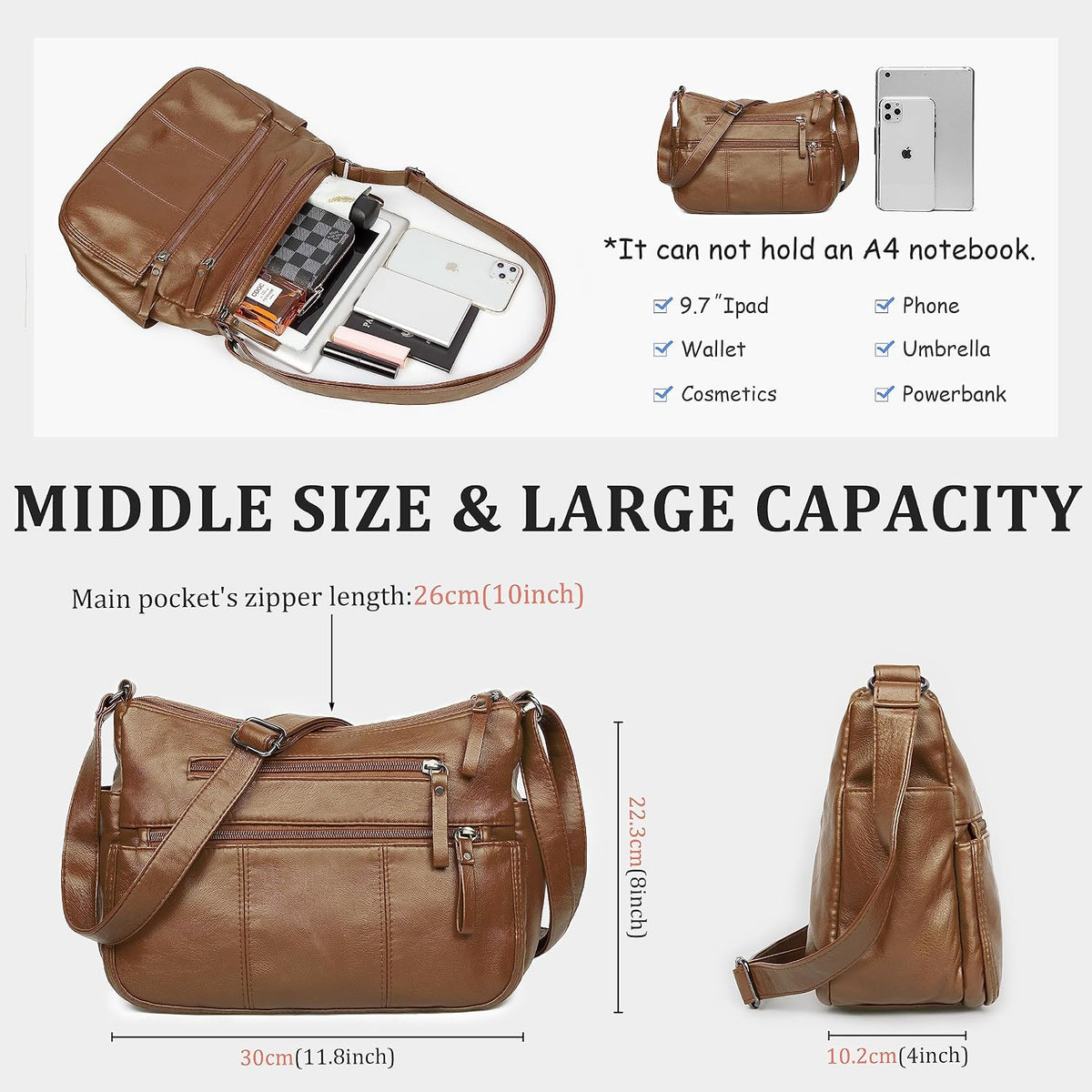 Purses for Women Soft PU Leather Shoulder Bag Ladies Crossbody Purse and handbags Lightweight Pocketbook