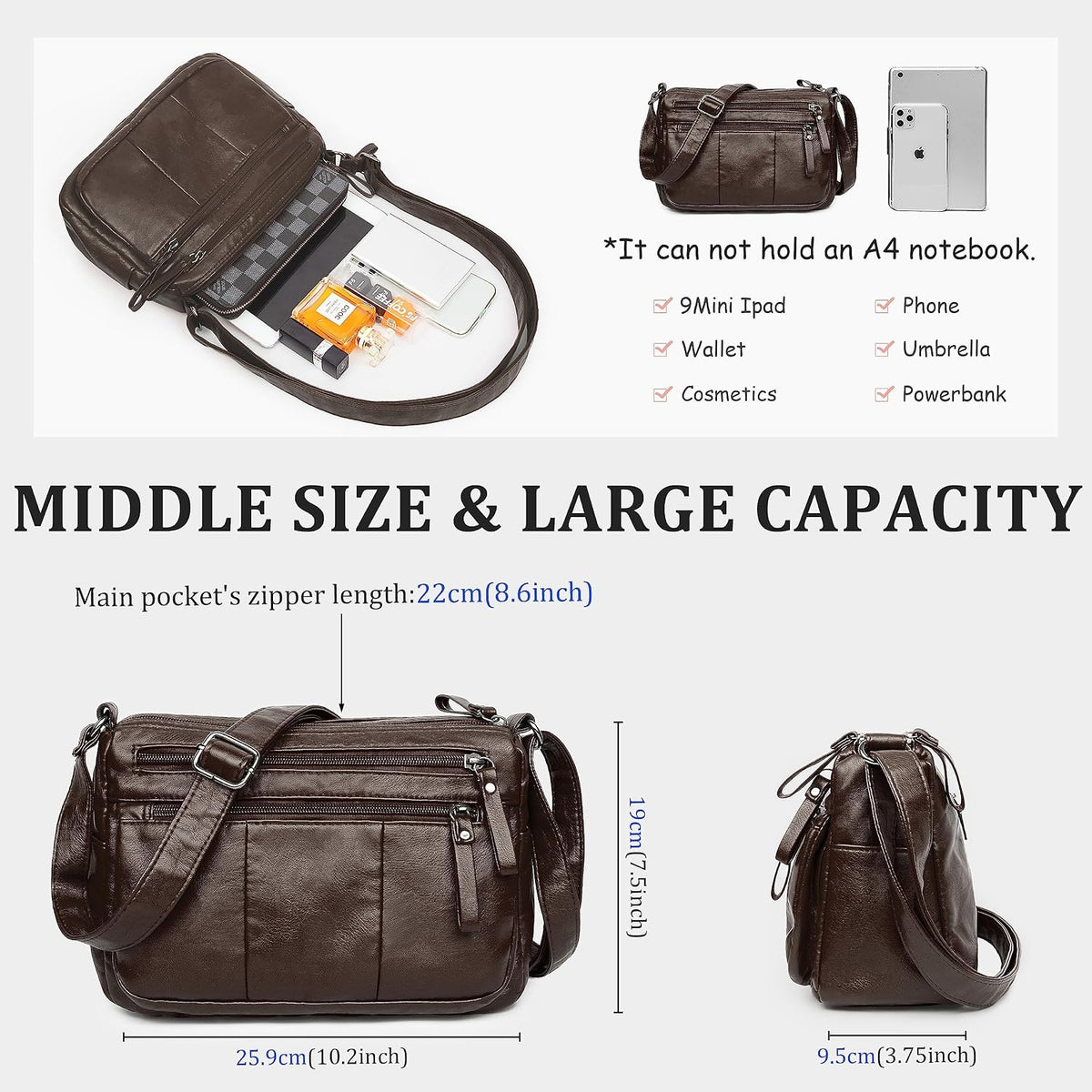 Purses for Women Soft PU Leather Shoulder Bag Ladies Crossbody Purse and handbags Lightweight Pocketbook