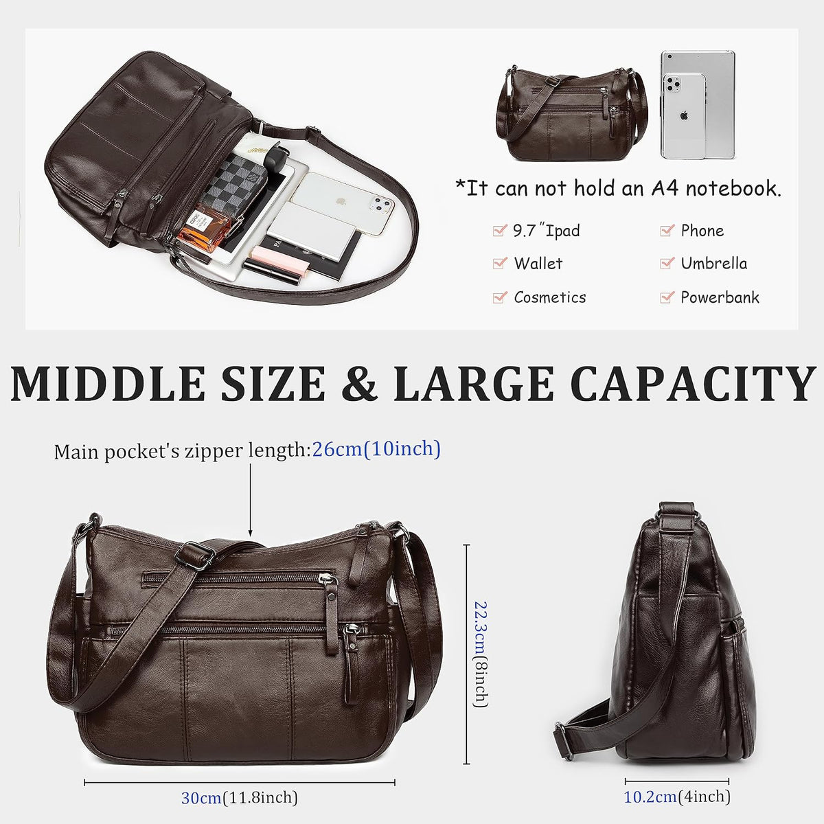 Purses for Women Soft PU Leather Shoulder Bag Ladies Crossbody Purse and handbags Lightweight Pocketbook