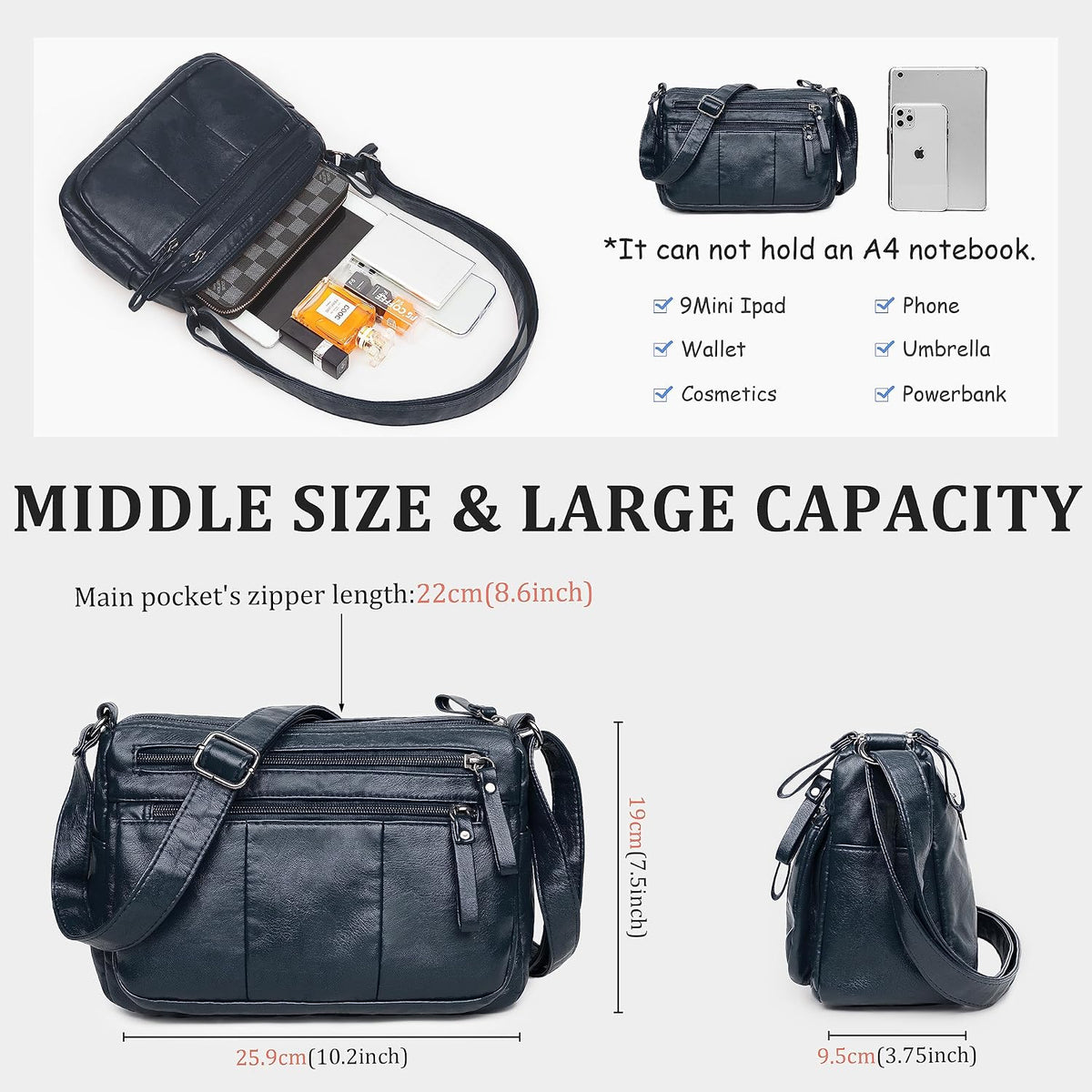 Purses for Women Soft PU Leather Shoulder Bag Ladies Crossbody Purse and handbags Lightweight Pocketbook