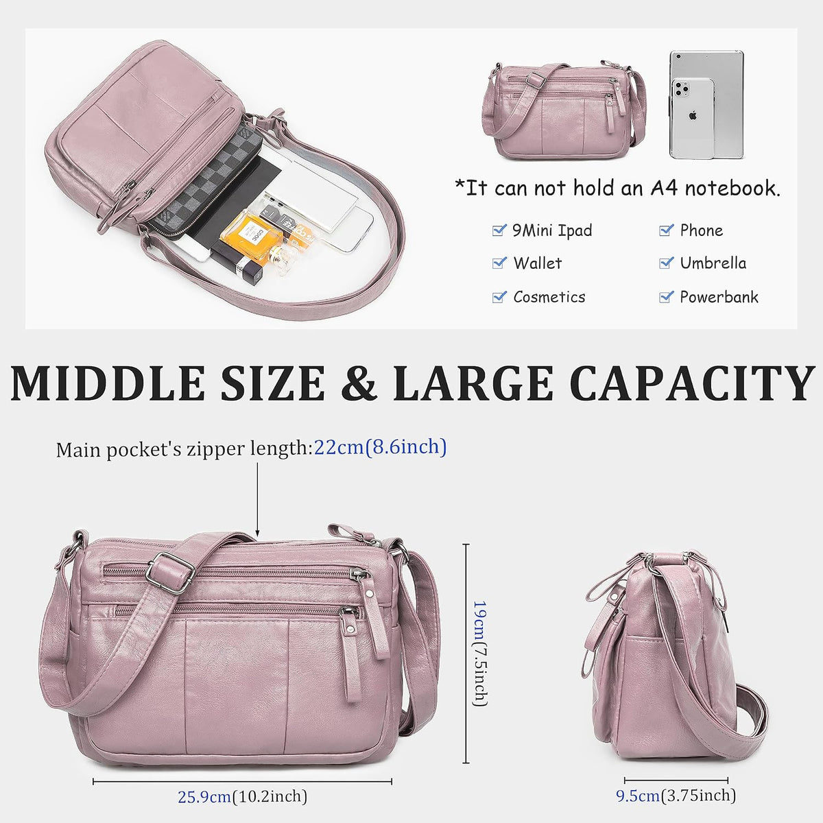 Purses for Women Soft PU Leather Shoulder Bag Ladies Crossbody Purse and handbags Lightweight Pocketbook