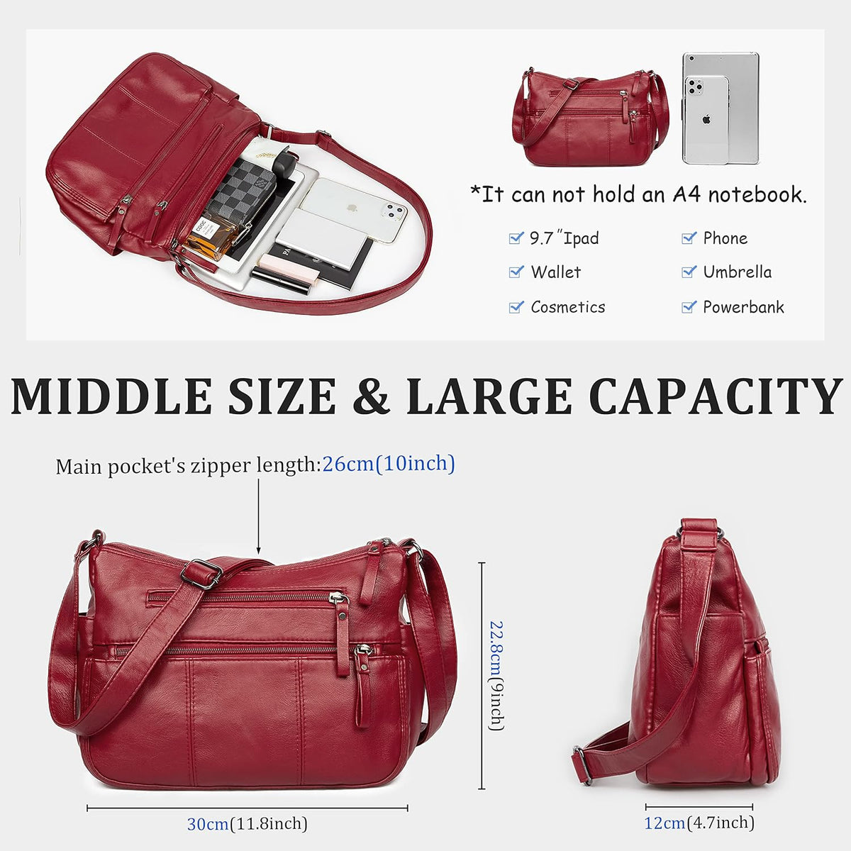 Purses for Women Soft PU Leather Shoulder Bag Ladies Crossbody Purse and handbags Lightweight Pocketbook