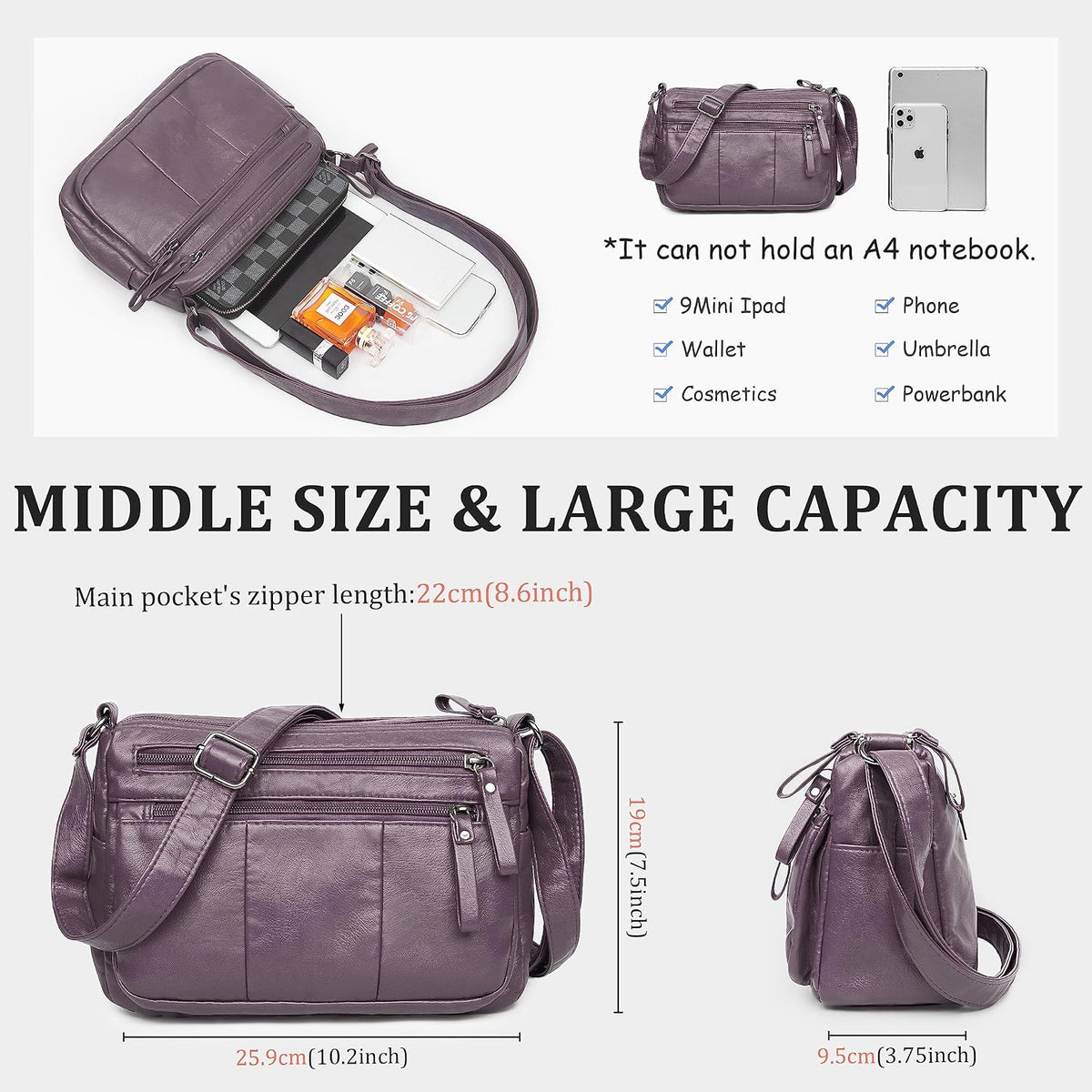 Purses for Women Soft PU Leather Shoulder Bag Ladies Crossbody Purse and handbags Lightweight Pocketbook