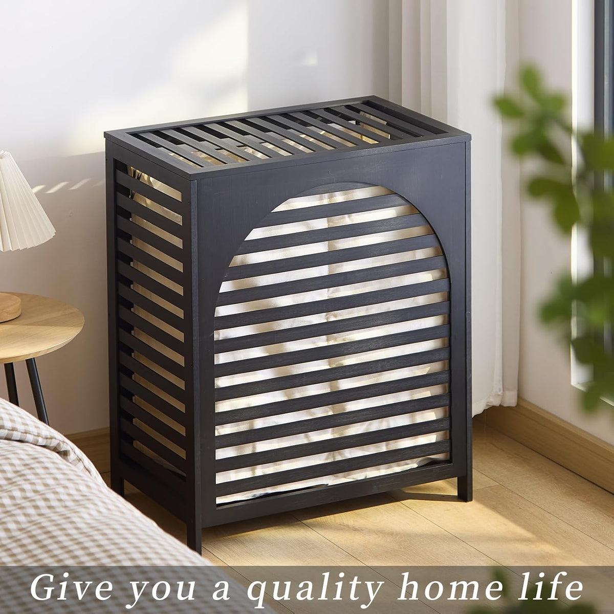Laundry Hamper with Lid, Bamboo Clothes Laundry Basket with Handles, Removable 2-Section Liner bag, Hampers for Bedroom Aesthetic, Large Storage for Bath Towel, Sheets or Toys, Home (Natural)