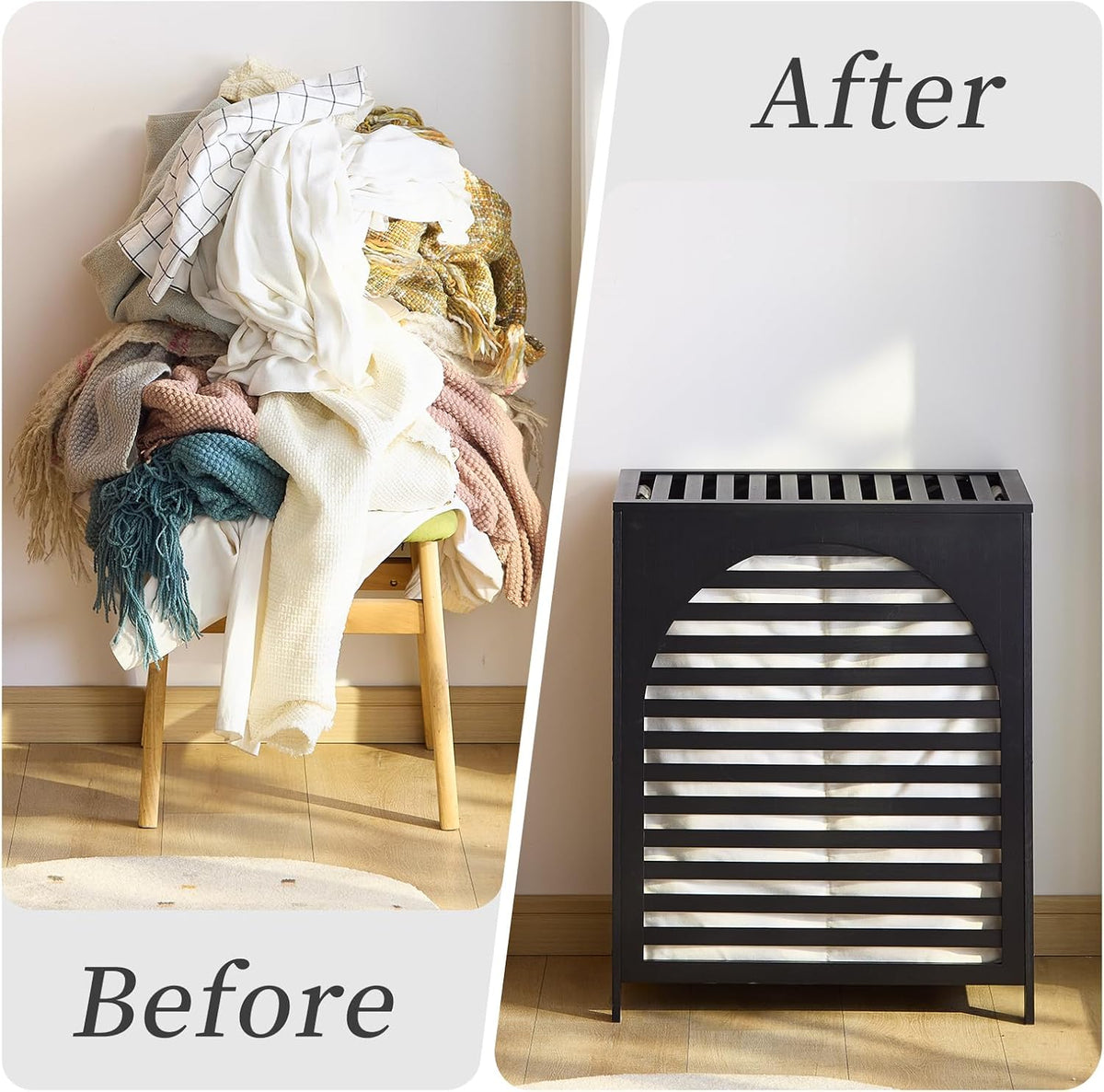 Laundry Hamper with Lid, Bamboo Clothes Laundry Basket with Handles, Removable 2-Section Liner bag, Hampers for Bedroom Aesthetic, Large Storage for Bath Towel, Sheets or Toys, Home (Natural)