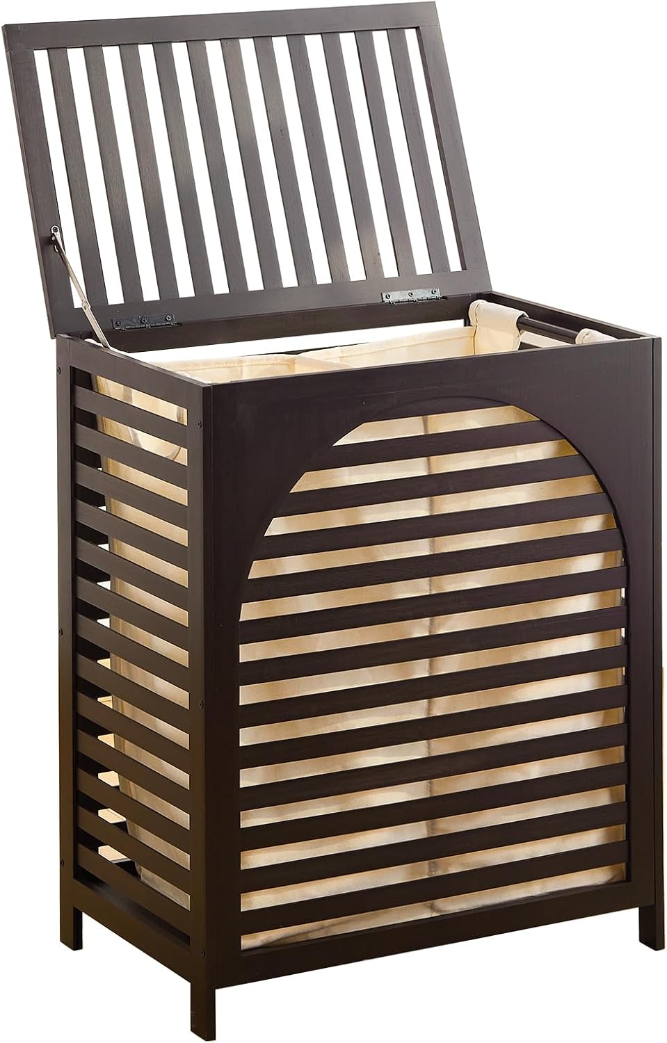 Laundry Hamper with Lid, Bamboo Clothes Laundry Basket with Handles, Removable 2-Section Liner bag, Hampers for Bedroom Aesthetic, Large Storage for Bath Towel, Sheets or Toys, Home (Natural)