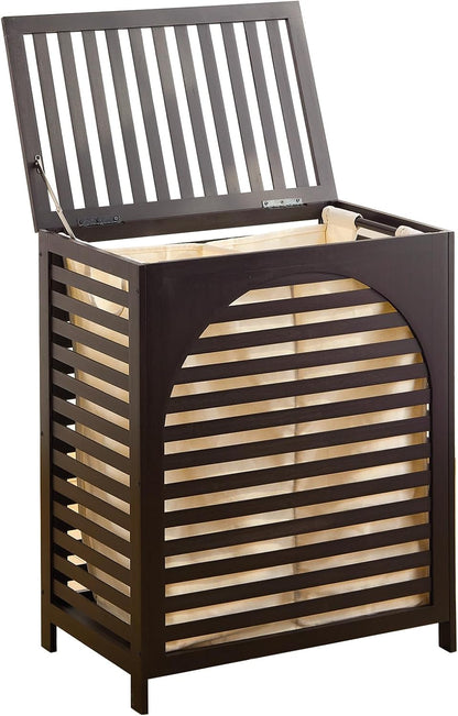 Laundry Hamper with Lid, Bamboo Clothes Laundry Basket with Handles, Removable 2-Section Liner bag, Hampers for Bedroom Aesthetic, Large Storage for Bath Towel, Sheets or Toys, Home (Natural)