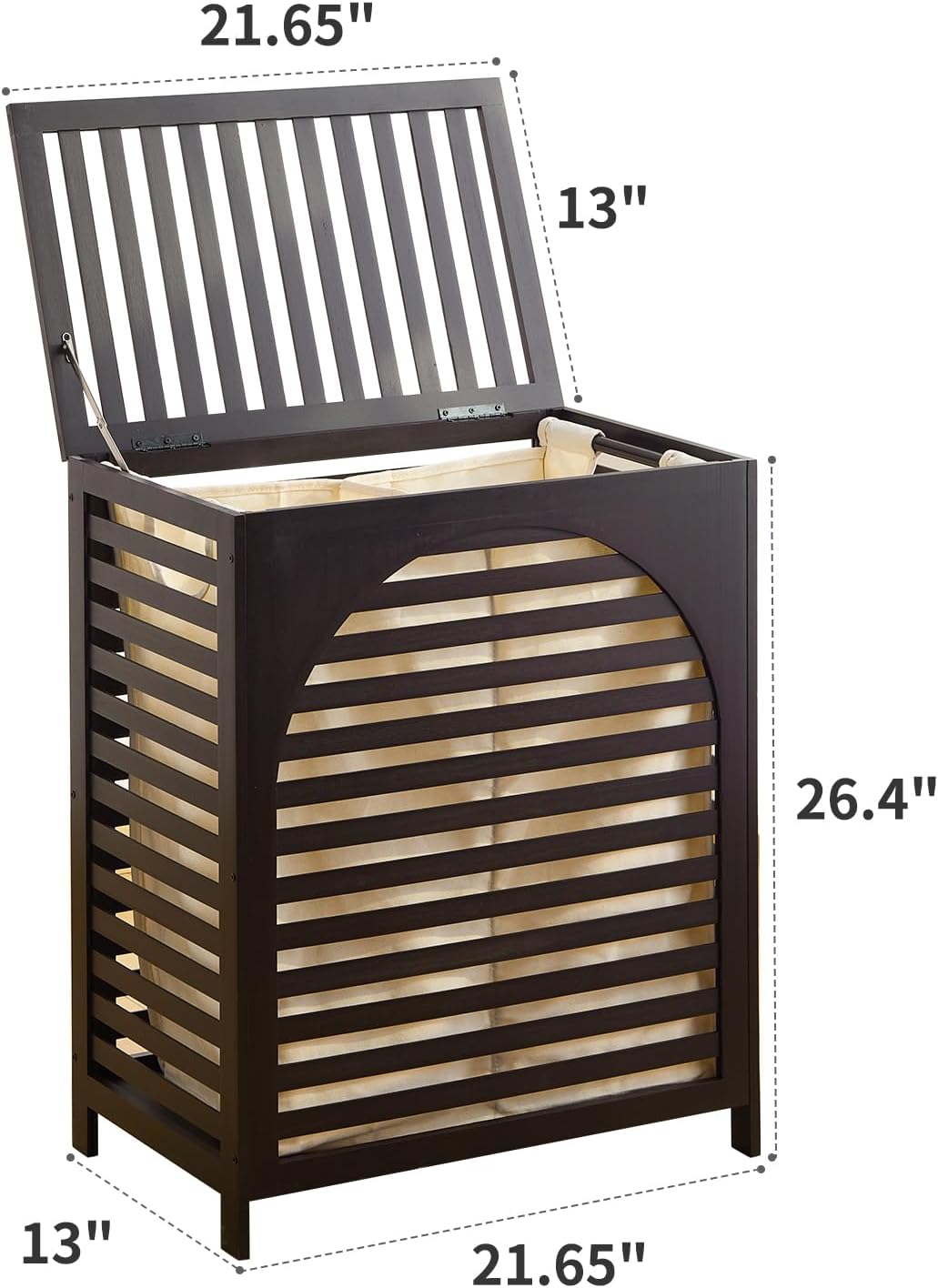Laundry Hamper with Lid, Bamboo Clothes Laundry Basket with Handles, Removable 2-Section Liner bag, Hampers for Bedroom Aesthetic, Large Storage for Bath Towel, Sheets or Toys, Home (Natural)