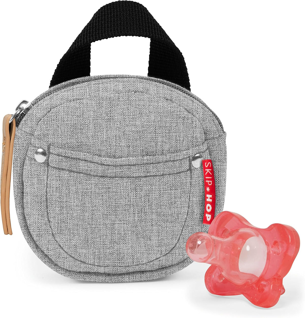Baby Silicone Pacifier Holder Case with Easy-Access Opening and Strap, Fits 2 Pacifiers, Oat