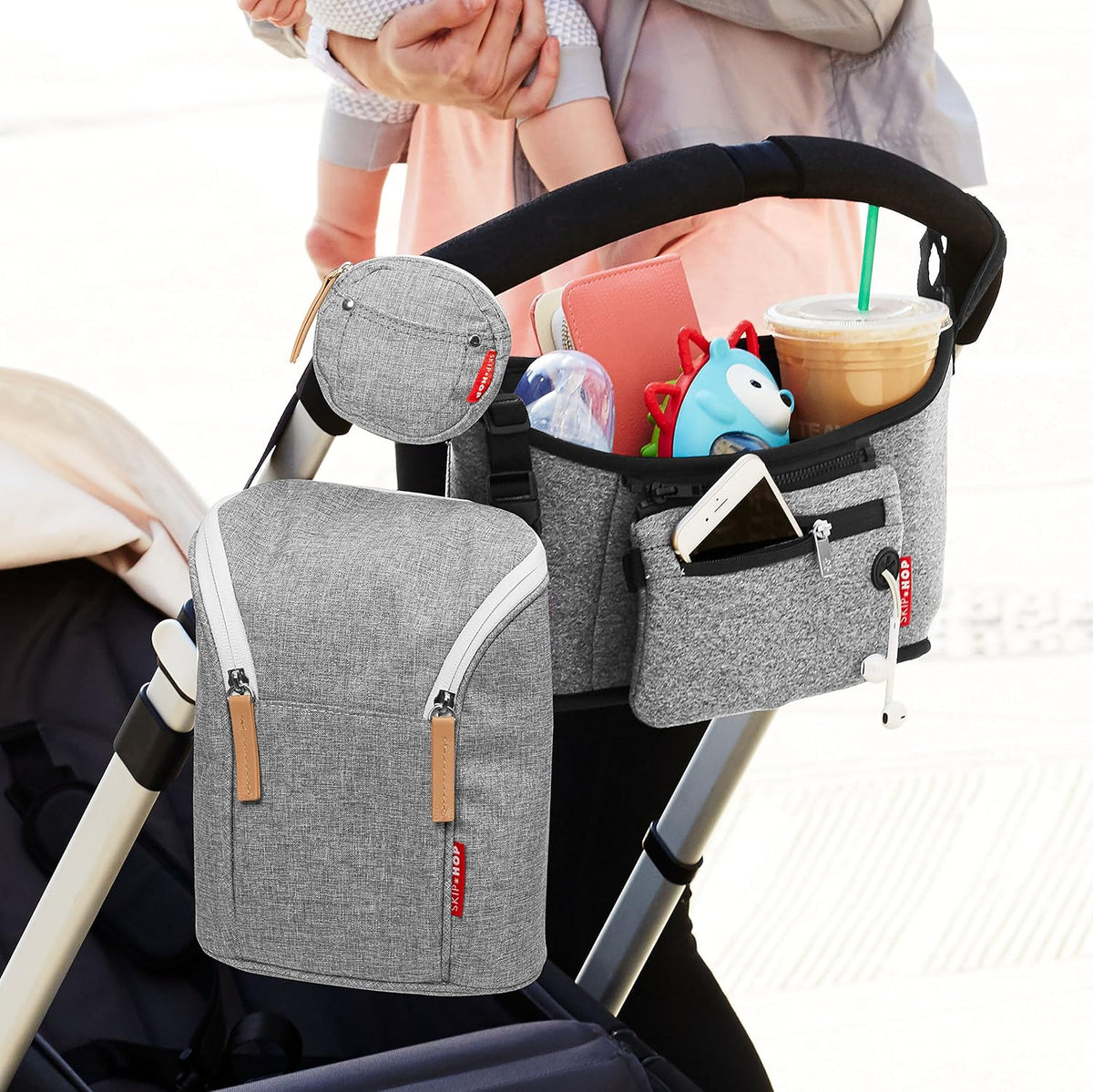 Baby Silicone Pacifier Holder Case with Easy-Access Opening and Strap, Fits 2 Pacifiers, Oat