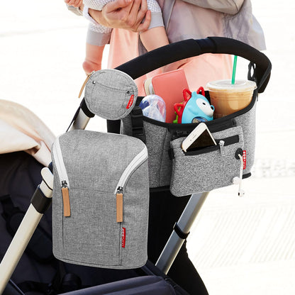 Baby Silicone Pacifier Holder Case with Easy-Access Opening and Strap, Fits 2 Pacifiers, Oat