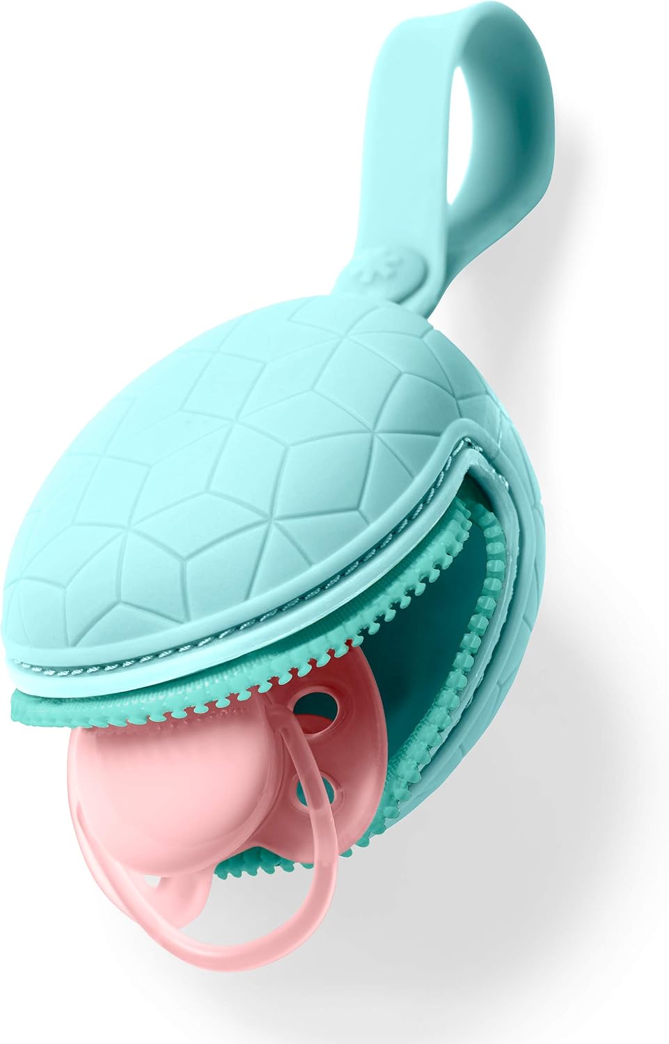 Baby Silicone Pacifier Holder Case with Easy-Access Opening and Strap, Fits 2 Pacifiers, Oat