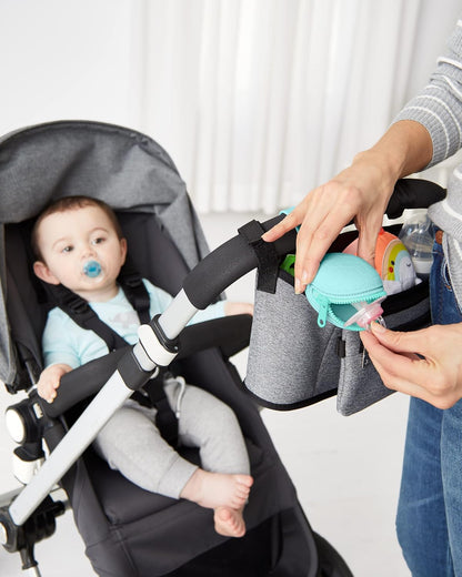 Baby Silicone Pacifier Holder Case with Easy-Access Opening and Strap, Fits 2 Pacifiers, Oat