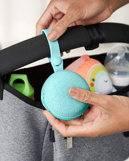 Baby Silicone Pacifier Holder Case with Easy-Access Opening and Strap, Fits 2 Pacifiers, Oat