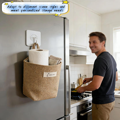 Machine Washable Hemp Cotton Hanging Organizer for Door, Wall & Bedside. Space Saving Storage Pockets, Heavy Duty 15lb Anti-Slip Design for Home & Office (White dot)