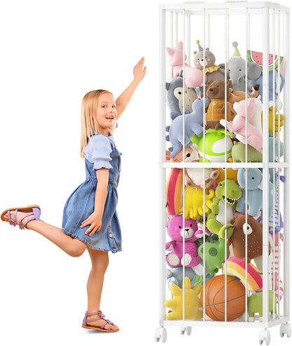 Stuffed Animal Storage Zoo Metal Toy Organizer 61x23.6x16.5in with Wheels