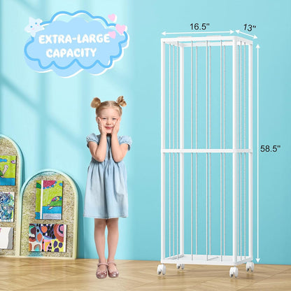 Stuffed Animal Storage Zoo Metal Toy Organizer 61x23.6x16.5in with Wheels