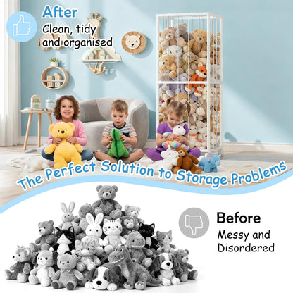 Stuffed Animal Storage Zoo Metal Toy Organizer 61x23.6x16.5in with Wheels