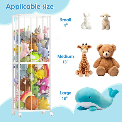 Stuffed Animal Storage Zoo Metal Toy Organizer 61x23.6x16.5in with Wheels
