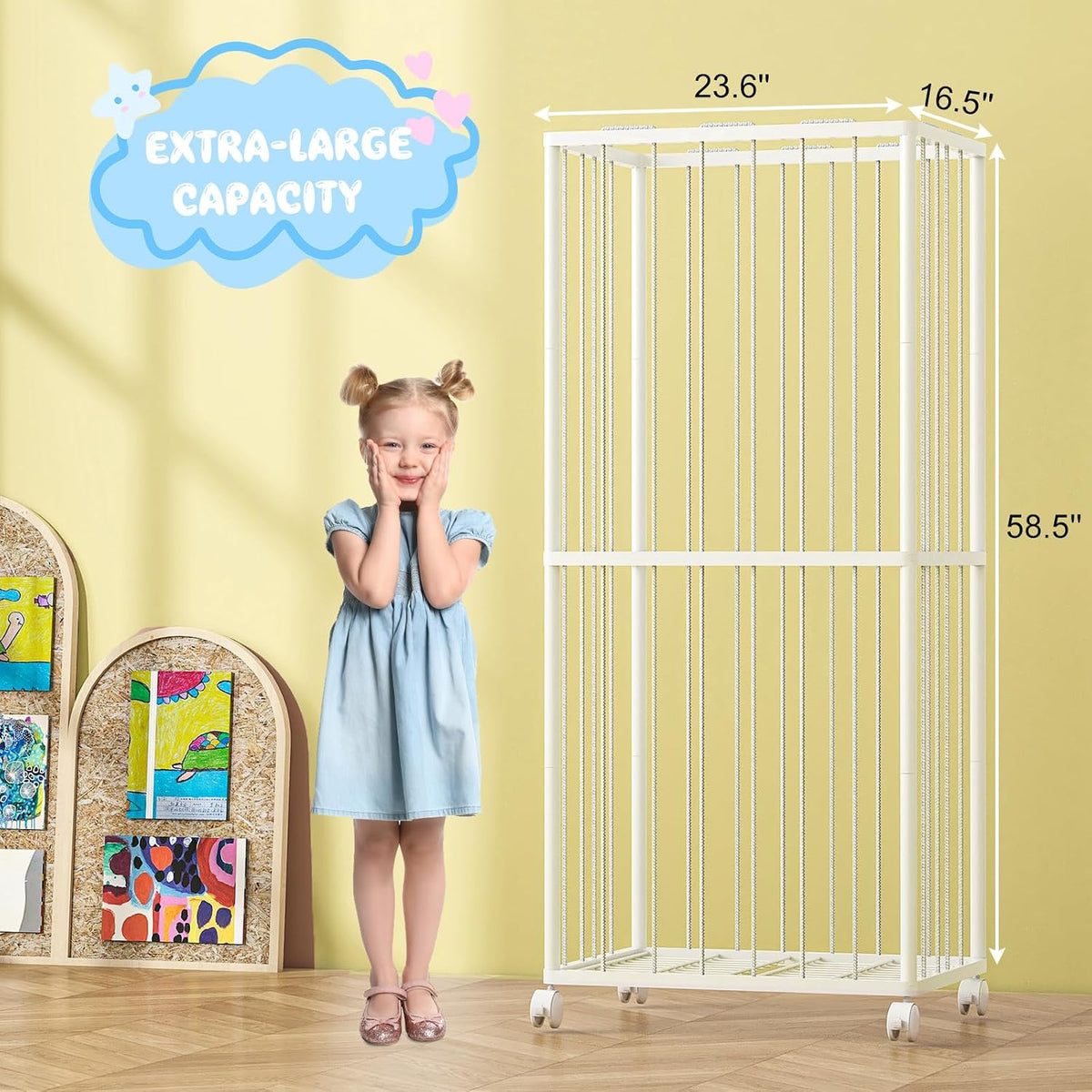 Stuffed Animal Storage Zoo Metal Toy Organizer 61x23.6x16.5in with Wheels