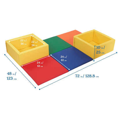 SoftZone Play Patch Activity Mat and Toy Bins, Beginner Playset, Assorted, 6-Piece