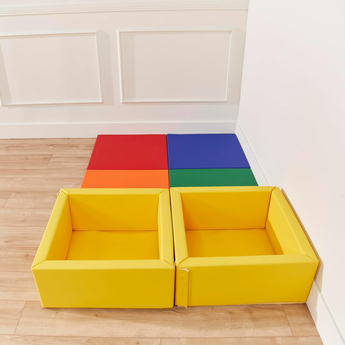 SoftZone Play Patch Activity Mat and Toy Bins, Beginner Playset, Assorted, 6-Piece