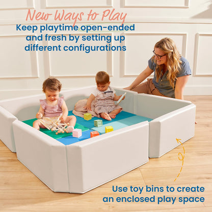 SoftZone Play Patch Activity Mat and Toy Bins, Beginner Playset, Assorted, 6-Piece