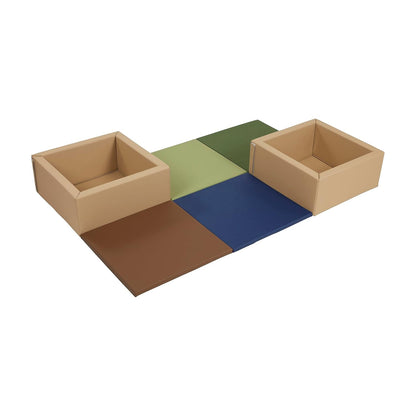 SoftZone Play Patch Activity Mat and Toy Bins, Beginner Playset, Assorted, 6-Piece