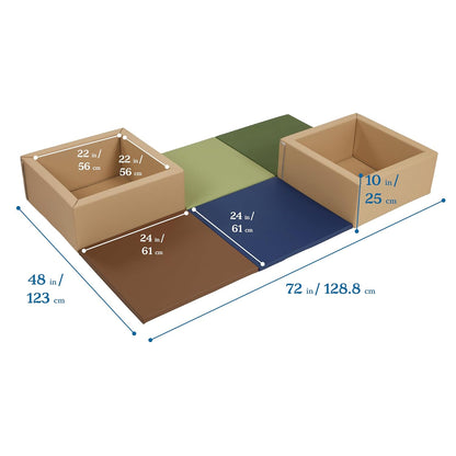 SoftZone Play Patch Activity Mat and Toy Bins, Beginner Playset, Assorted, 6-Piece