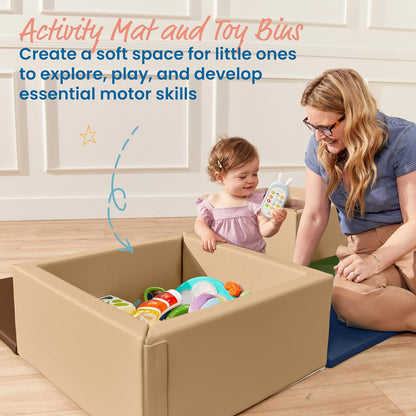 SoftZone Play Patch Activity Mat and Toy Bins, Beginner Playset, Assorted, 6-Piece