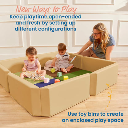 SoftZone Play Patch Activity Mat and Toy Bins, Beginner Playset, Assorted, 6-Piece
